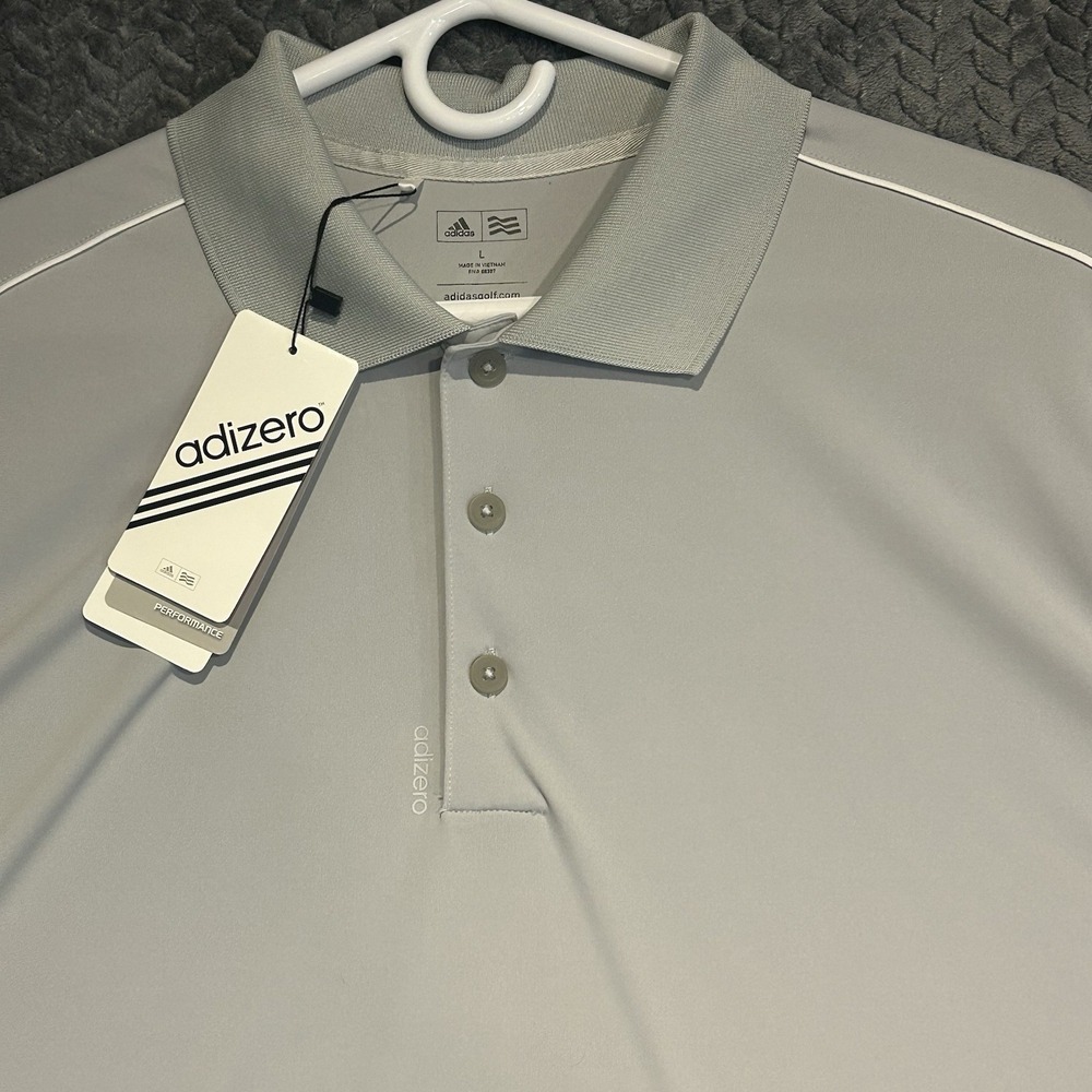 Adidas Polo Shirt Mens Large Adizero Performance Golf Modern Fit Gray NEW